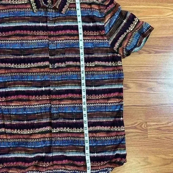 21 Men An American Brand Black Aztec Button Colorful Casual Festival Size XL - Picture 9 of 9